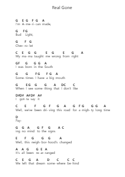 Real Gone Catatan huruf piano oleh Sheryl Crow - Arr.Temchell Thompro