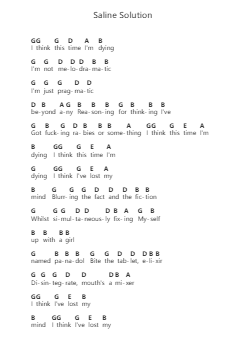 Saline Solution Ноты для пиано в буквенном формате от Wilbur Soot - Arr.Launor