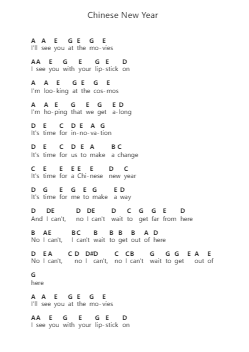 Chinese New Year Piano letter notes by Sales - Arr.Clarknence