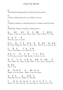 Heal The World โน้ตตัวอักษรเปียโนโดย Michael Jackson - Arr.Hason