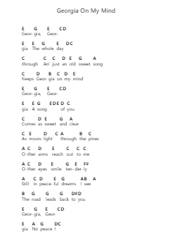 Georgia On My Mind 鋼琴字母譜由 Willie Nelson - 編曲 Larple