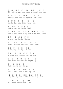 Rock Me My Baby Piano letter notes by Buddy Holly - Arr.Regfer
