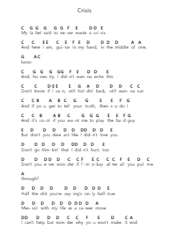 Crisis Piano letter notes by Joshua Bassett - Arr.Kirkwen Meldell