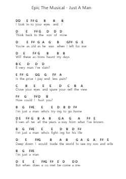 Epic The Musical - Just A Man Nota surat piano oleh Misc Musicals - Arr.Roykiel