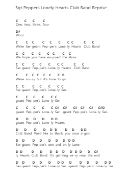 Sgt Peppers Lonely Hearts Club Band Reprise ملاحظات البيانو بواسطة The Beatles - ترتيب.Cookje