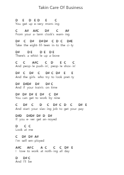 Takin Care Of Business 鋼琴字母譜由 Bachman-Turner Overdrive - 編曲 Hawat