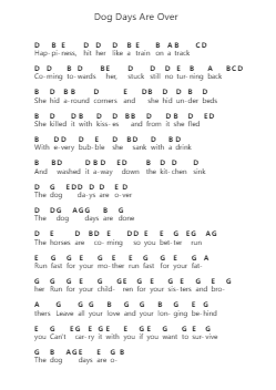 Dog Days Are Over Piano letter notes by Florence + The Machine - Arr.Faulkvan