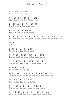 Kissing In Cars 鋼琴字母譜由 Pierce the Veil - 編曲 Ianruth Xalain