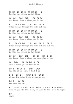 Awful Things Piano letter notes by LiL PEEP - Arr.Serles