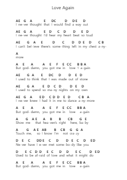 Love Again Piano letter notes by Dua Lipa - Arr.Stilling