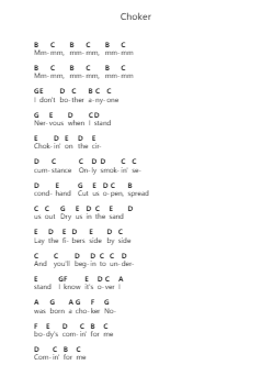Choker Piano letter notes by twenty one pilots - Arr.Haynin