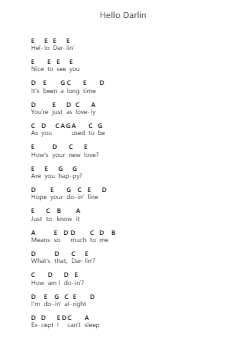 Hello Darlin Notas de piano en letras por Conway Twitty - Arr.Hartclife Joudrea