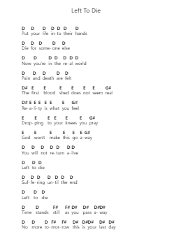 Left To Die Nota surat piano oleh Death - Arr.Flowerthan
