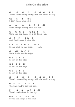 Livin On The Edge पियानो पत्र नोट्स द्वारा Aerosmith - Arr.Paydice