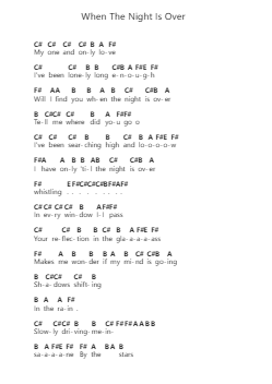 When The Night Is Over Piano letter notes by Lord Huron - Arr.Louiste