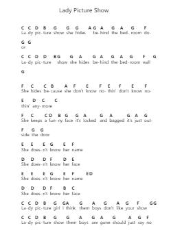 Lady Picture Show 鋼琴字母譜由 Stone Temple Pilots - 編曲 Restan
