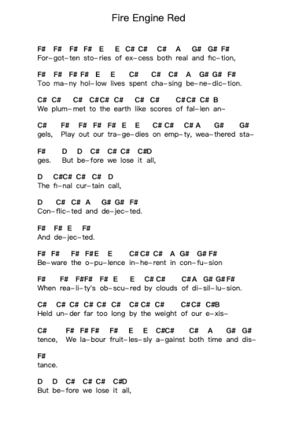 Fire Engine Red Note letterarie per pianoforte di Good Riddance - Arr.Deirmand