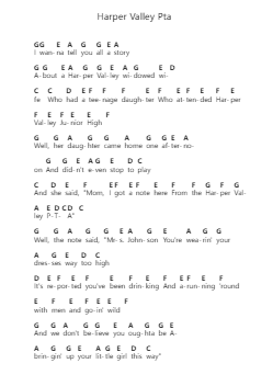 Harper Valley Pta 鋼琴字母譜由 Jeannie C. Riley - 編曲 Chauburne Fowblair