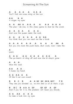 Screaming At The Sun 鋼琴字母譜由 Machine Head - 編曲 Dwightharte Phijoyce
