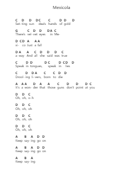 Mexicola Nota surat piano oleh Queens of the Stone Age - Arr.Leomos