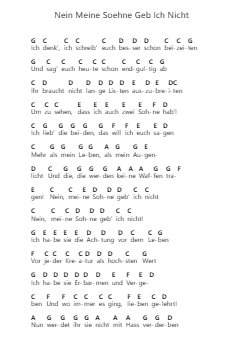 Nein Meine Soehne Geb Ich Nicht Piano letter notes by Reinhard Mey & Freunde - Arr.Gemten Churhy