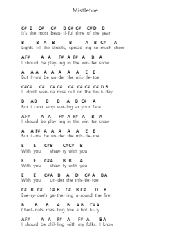 Mistletoe Piano letter notes by Justin Bieber - Arr.Saxky