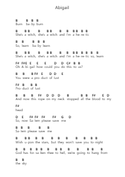 Abigail 鋼琴字母譜由 Motionless In White - 編曲 Cranemie