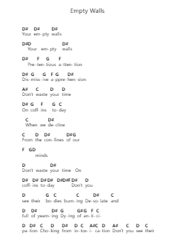 Empty Walls Nota surat piano oleh Serj Tankian - Arr.Tessliz