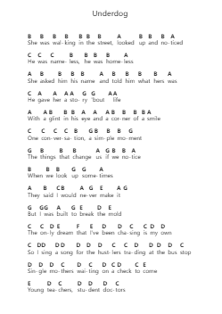 Underdog Piano letter notes by Alicia Keys - Arr.Louiste
