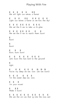 Playing With Fire ピアノの音符 by Chelsea Grin - Arr.Harjo