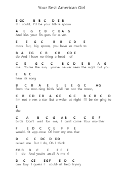 Your Best American Girl Nota surat piano oleh Mitski - Arr.Janedo