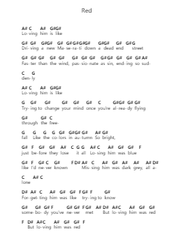 Red Piano letter notes by Taylor Swift - Arr.Childray Cromrist