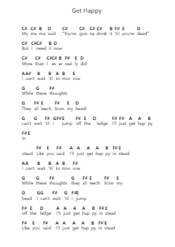 Get Happy 鋼琴字母譜由 Matt Maeson - 編曲 Beague Kinglor