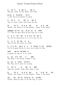 Green-Tinted Sixties Mind 鋼琴字母譜由 Mr. Big - 編曲 Stelgil Kaycia