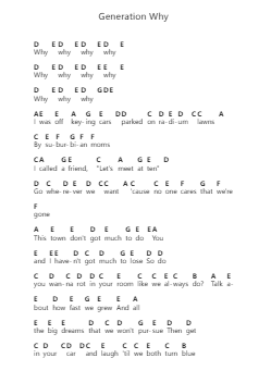 Generation Why Nota surat piano oleh Conan Gray - Arr.Xefunk Huttrick