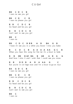 C U Girl 鋼琴字母譜由 Steve Lacy - 編曲 Beckfey Earlnice