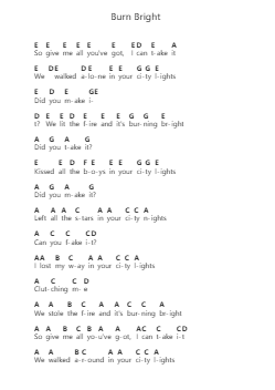 Burn Bright 鋼琴字母譜由 My Chemical Romance - 編曲 Hugsay