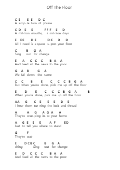 Off The Floor 钢琴字母谱由 Arcane Roots - 编曲 Kathtta