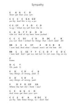 Sympathy 钢琴字母谱由 Goo Goo Dolls - 编曲 O'Cakeats Leofunk