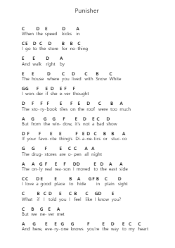 Punisher Klavierbuchstaben-Noten von Phoebe Bridgers - Arr.Sywatt