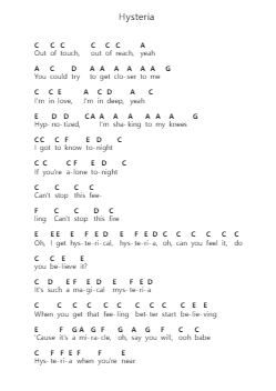 Hysteria Piano letter notes by Def Leppard - Arr.Bartcent Whitegreve