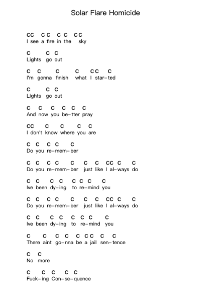 Solar Flare Homicide 鋼琴字母譜由 Emmure - 編曲 Hagchel Perpel