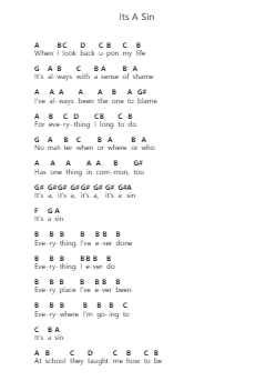 Its A Sin Piano letter notes by Pet Shop Boys - Arr.Sinrin Sibylnice