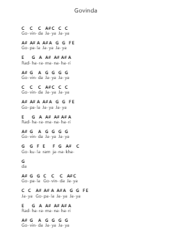 Govinda Piano letter notes by Kula Shaker - Arr.Dwightlind
