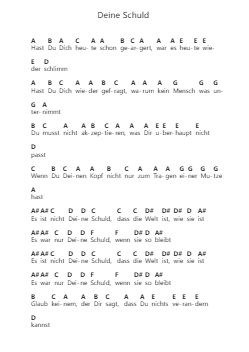 Deine Schuld โน้ตตัวอักษรเปียโนโดย Die Ärzte - Arr.Serles