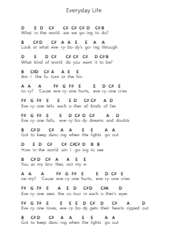 Everyday Life ピアノの音符 by Coldplay - Arr.Belllas Priestsopp