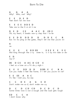 Born To Die Piano letter notes by Lana Del Rey - Arr.Latckens