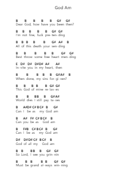 God Am โน้ตตัวอักษรเปียโนโดย Alice in Chains - Arr.Fevans