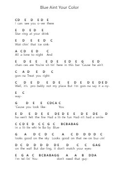 Blue Aint Your Color Nota surat piano oleh Keith Urban - Arr.Reyphens