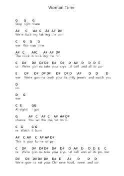 Woman Time Piano letter notes by Tenacious D - Arr.Branbart